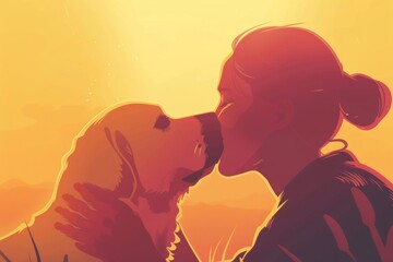 World Pet Memorial Day - love between dog and pet owners living happy moment together, life with pets flat cartoon illustration