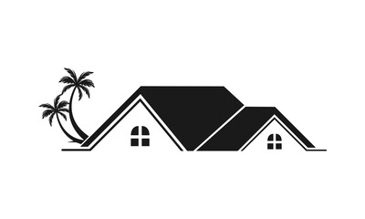 House with coconut tree illustration design vector