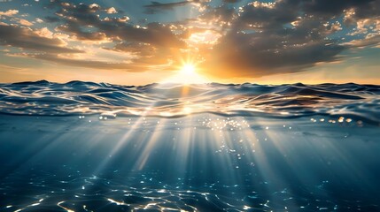 Breathtaking Sunset Over Tranquil Ocean Waves Painting Serene Coastal Landscape Scene