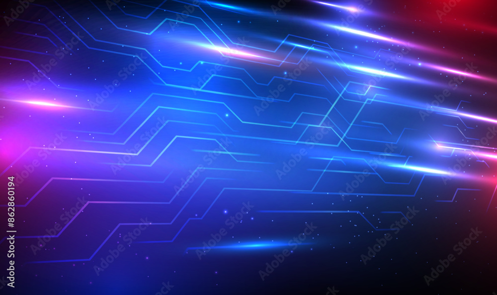 Poster perspective cyber sci fi circuit technology background. abstract 3d futuristic circuit lines movemen