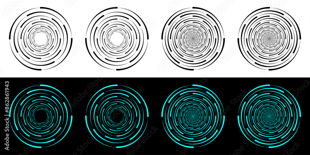 Wall mural dynamic transition illusion lines in a circle.