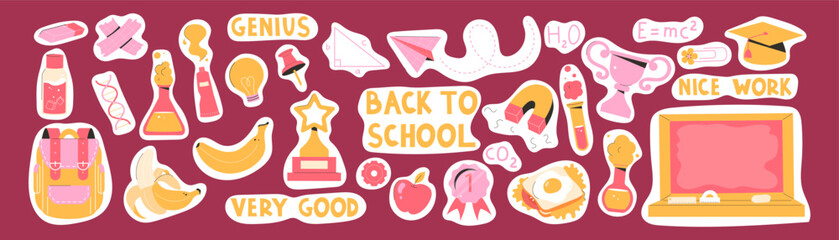 childrens school elements. Set of stickers