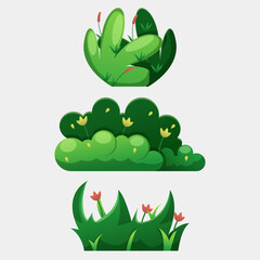 Set of Bushes in Bloom A Flourishing Illustration