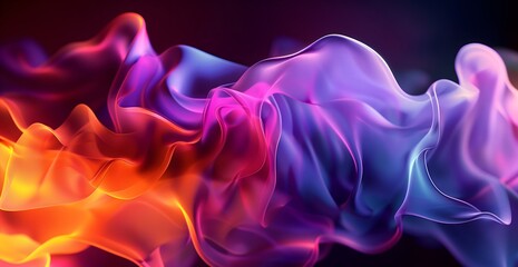 Obraz premium Abstract fluid shapes silk satin copper purple gold colors against dark background Luxurious and Artistic Concept