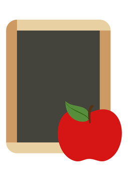 School blackboard and red apple