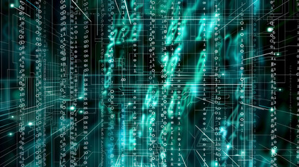 Abstract background banner, slide for AI, data science and nano technology. Deep space, nature, multiverse, quantum scale concepts.