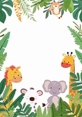 Naklejka premium Animal junglesafari themed greeting cards and illustrations