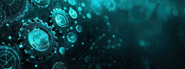 Abstract futuristic digital technology background with gears 