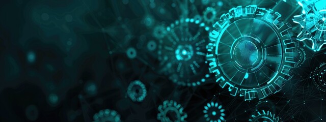 Abstract futuristic digital technology background with gears 