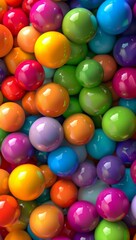 Colorful artistic background with vibrant assorted spheres in various shades