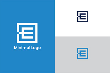 initial letter E square box iconic modern logo, letter E C logo for corporate or finance business