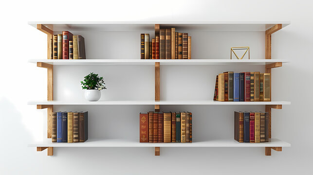 The minimal IKEA bookshelf with simple white shelves and a natural wood frame