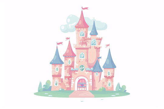 recommend clip art: a cartoon of a pink castle