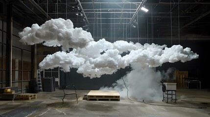 Ethereal Cloud-Like Smoke Formations in Dramatic Industrial Setting