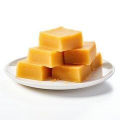 Mysore Pak Sweet Delicacy on White Plate