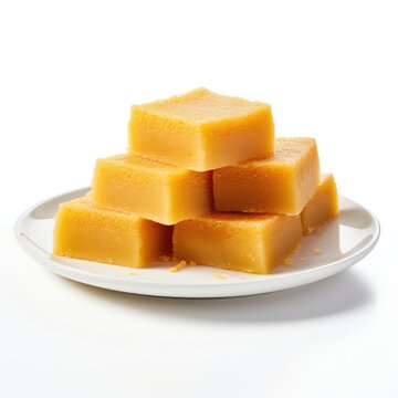 Mysore Pak Sweet Delicacy on White Plate