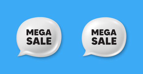 Mega Sale tag. Chat speech bubble 3d icons. Special offer price sign. Advertising Discounts symbol. Mega sale chat offer. Speech bubble banners set. Text box balloon. Vector