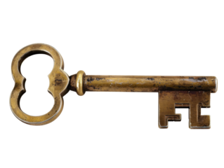 A key with a gold handle and a silver top