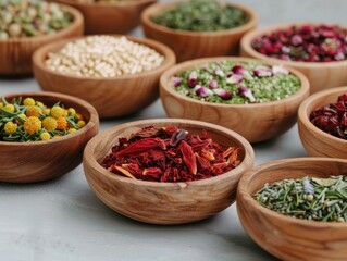 Culturally Significant Asian Herbal Medicine Display Emphasizing Natural Healing Practices