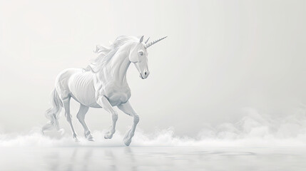 Obraz premium White Unicorn Running Through Mist.