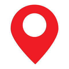 Red pin point. map address location pointer symbol .Location pin icon symbol sign isolated on transparent background, map icon. Location pin icon flat vector illustration . EPS 10/AI