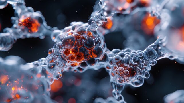 Immune system molecules and evolution mysteries explored through abstract imagery. An abstract depiction of immune system molecules exploring the mysteries of evolution.