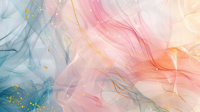 Fototapeta Light and soft abstract art design with pastel colors and tiny gold lines