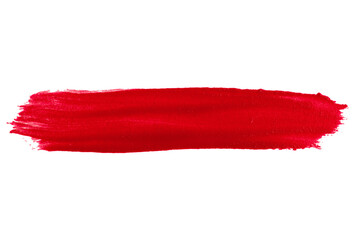 Smear of red liquid lipstick on empty background