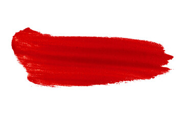 Smear of red liquid lipstick on empty background