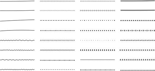 イラスト素材：ライン素材のあしらい　手書きのシンプルでかわいい白黒の罫線. simple hand draw black borders