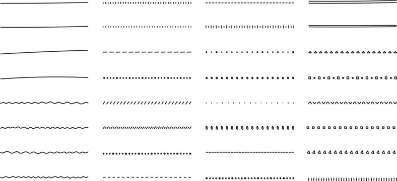 イラスト素材：ライン素材のあしらい　手書きのシンプルでかわいい白黒の罫線. simple hand draw black borders