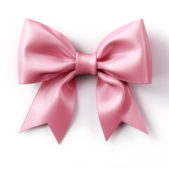 Naklejka premium Pink silky bow and ribbon isolated on white background
