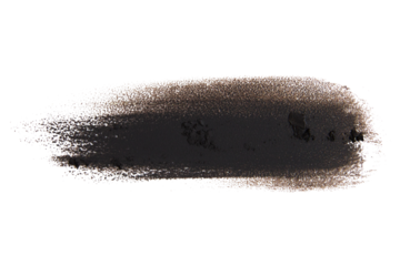 Smudged stroke of eyebrow lipstick on empty background