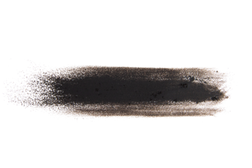 Smudged stroke of eyebrow lipstick on empty background