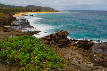 Hawaii. Impressive landscape of the hawaiian island Oahu in the Pazific Ocean 