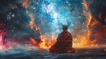 Obraz premium Monk Contemplating the Cosmic Dance
