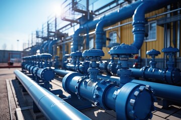 Arial view of oil pipelines in oil refinery