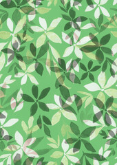 Watercolor flower seamless pattern with light green background