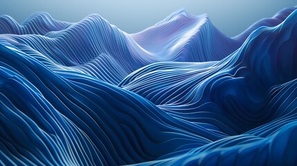 A close-up view of smooth, undulating waves in varying shades of blue