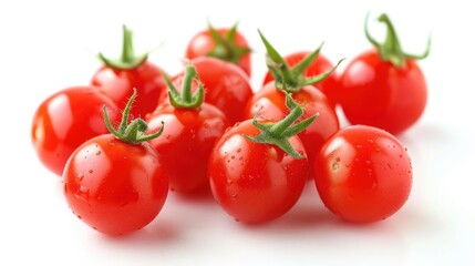 Ripe cherry tomatoes isolated on a white background