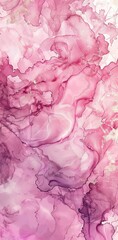 Pink marble texture watercolor background with abstract dark purple swirling patterns