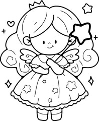 fairy tale prince princess dragon fairy
line drawing, wear white
hand drawn line illustration coloring book
