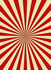 Fototapeta premium Vintage Retro Sunburst Background with Distressed Textured Effect in Red, Blue, Yellow, and Cream Tones - Nostalgic Radial Design for Graphic Projects