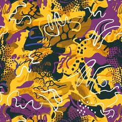 Seamless patterns, abstract organic lines color backgrounds set. Biological patterns with dots, irregular squiggle lines and abstract shape texture