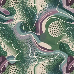 Seamless patterns, abstract organic lines color backgrounds set. Biological patterns with dots, irregular squiggle lines and abstract shape texture