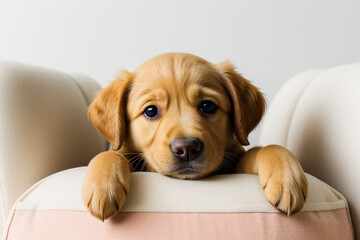 Adorable golden retriever puppy. Generative AI