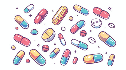 Pills flat icon Treatment at hospital Healthcare 