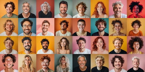 Compilation of Happy Faces Portraits.