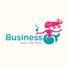 Beauty mermaid vector illustration for business logo, icon design on isolated background.