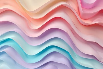 Obraz premium 3D Render of Colorful Pastel Paper with Soft Curves and Waves - Illustrative 3D Render